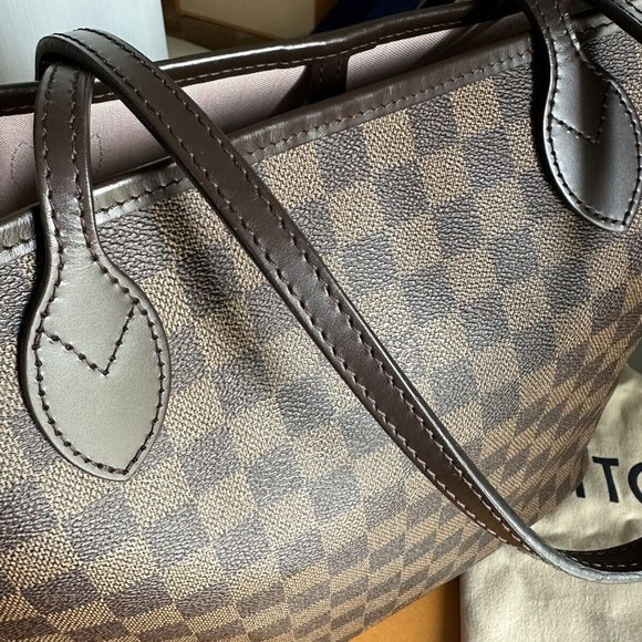 Louis Vuitton Neverfull MM Damier Ebene Canvas Tote Bag - Rose Ballerine - Picture 6 of 8